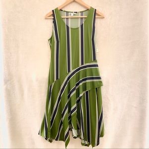 NWT//Bar III Green Striped Asymmetrical Dress🌿